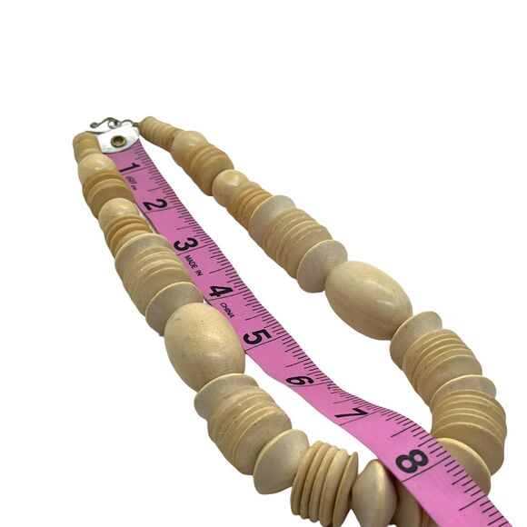 Wood Stone Beaded Necklaces & Stretch Bracelet Set Of Four Vintage 80s Bohemian - Picture 11 of 11